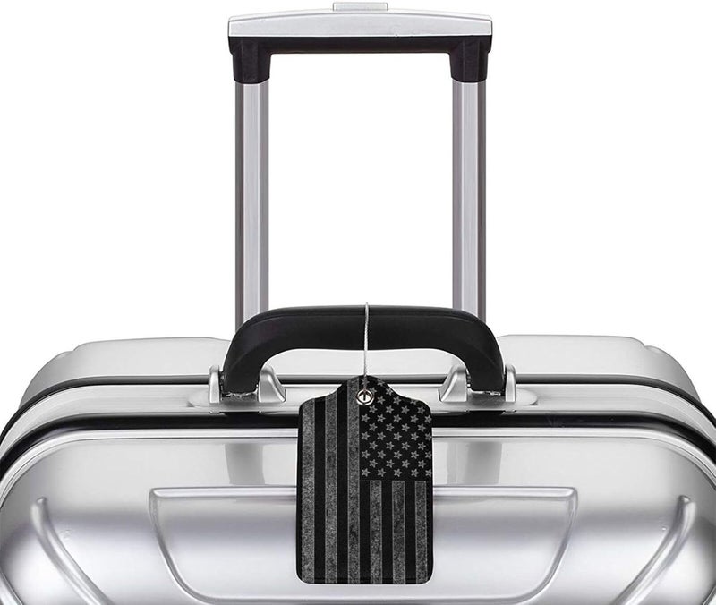 GACCAP 2 Pack Luggage Tags for Suitcase, Privacy Cover ID Label with Stainless Steel and Address Card for Travel Bag Backpack Cruise Ship Essentials Tag Men Boys - Black Grey American Flag - Image 5